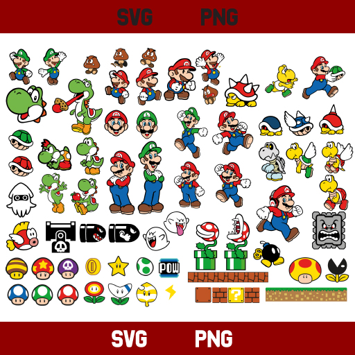 Super Mario Bundle SVG, Super Mario SVG, Mario SVG Bundle, Mario World ...