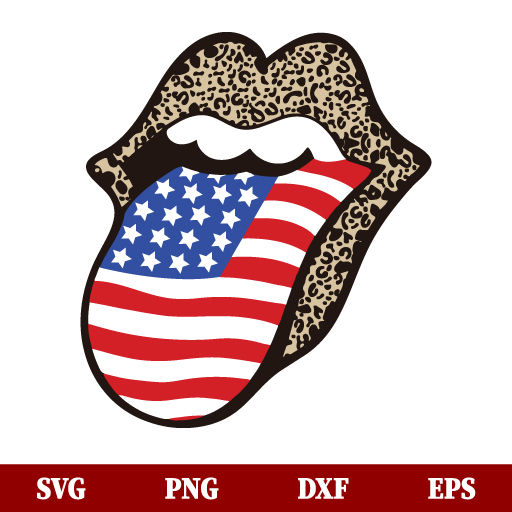 Leopard Lips Flag Tongue SVG