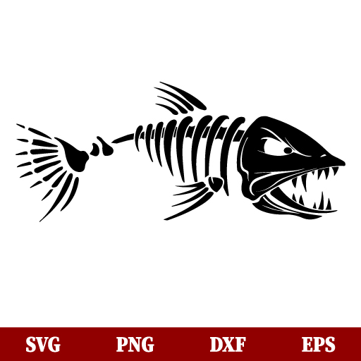 SVG Angry Fish Skeleton SVG