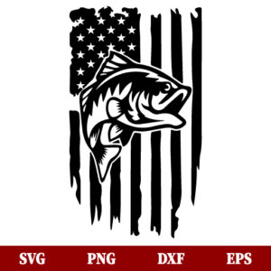 Bass Fish Flag SVG
