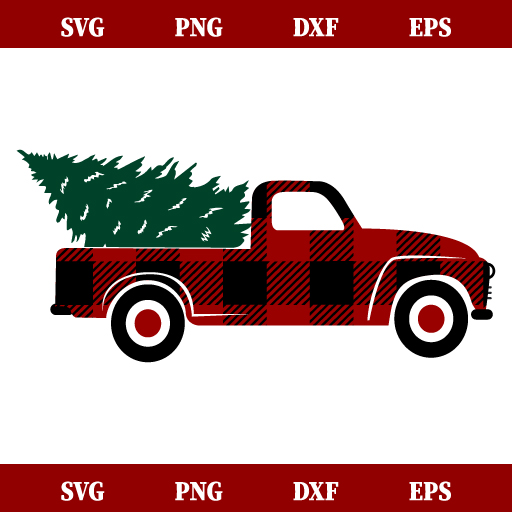 Red Christmas Truck With Tree SVG