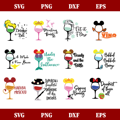 Disney Wine Glass SVG