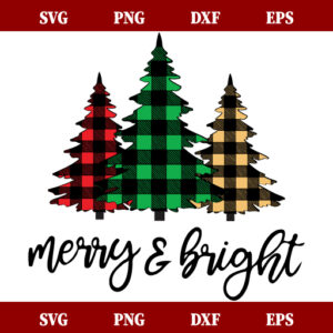Merry And Bright Christmas Trees SVG