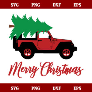 Christmas Jeep With Tree SVG