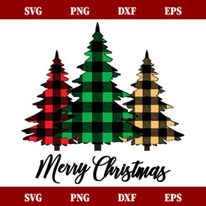 Christmas Tree Red Green Yellow Buffalo Print SVG
