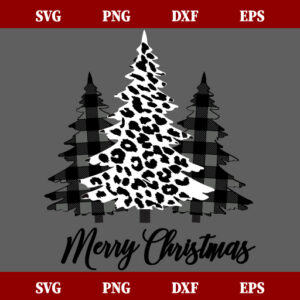 Black White Leopard Christmas Trees SVG