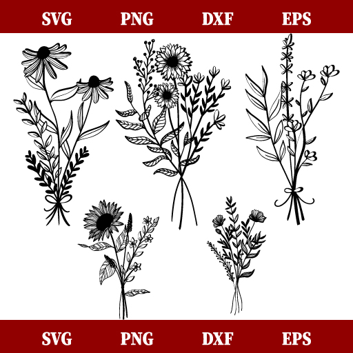 Wildflowers SVG Bundle, Garden SVG, Summer SVG, Plant SVG, Wildflowers ...