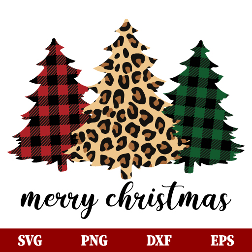 Merry Christmas Red Green Buffalo Leopard Print Tree SVG