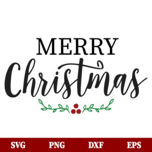 Merry Christmas Holly Wreath SVG