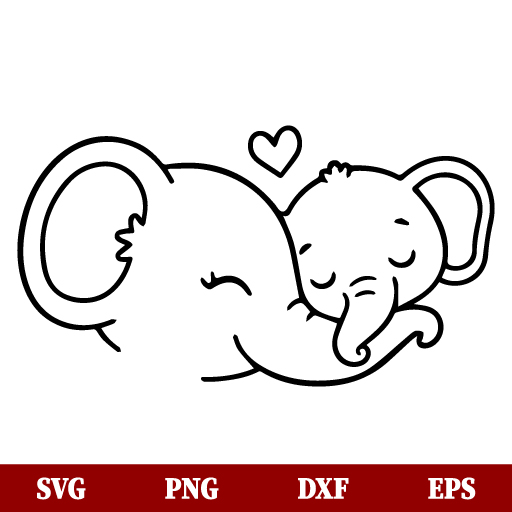 SVG Mom Baby Elephant SVG