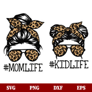 SVG Mom Life Kid Life Leopard Print SVG